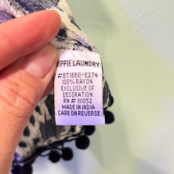 Hippie Laundry Abstract Boho Blue and White Kimono Tassel Size M - Picture 3 of 6